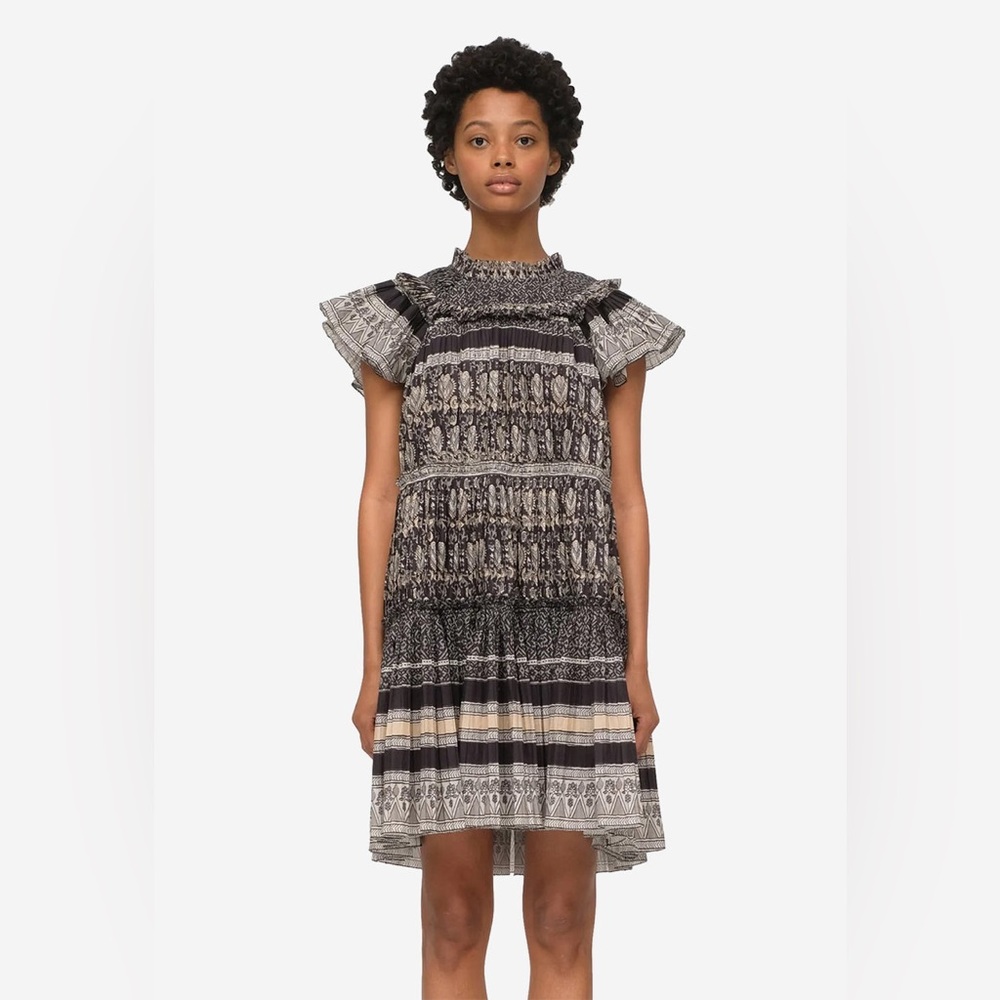 NWT $350 Sea New York Tasha Printed Flutter Sleeve Tunic Dress 100% Cotton Sz S